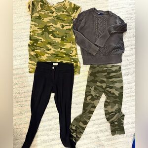 6/7 girls bundle gap old navy j.crew camo leggings sweater dress